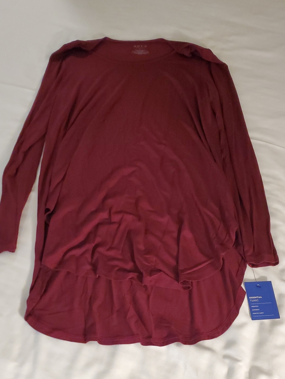 Apt. 9 Long Sleeve Tunic Top - Wine